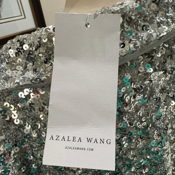AZALEA WANG  SEQUIN BLAZER JACKET SILVER XL - Picture 7 of 12